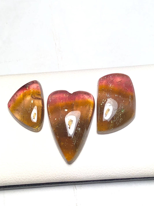 Bi Colour Tourmaline Cabochon 25.30 ct - Flat Back Engagement Gem