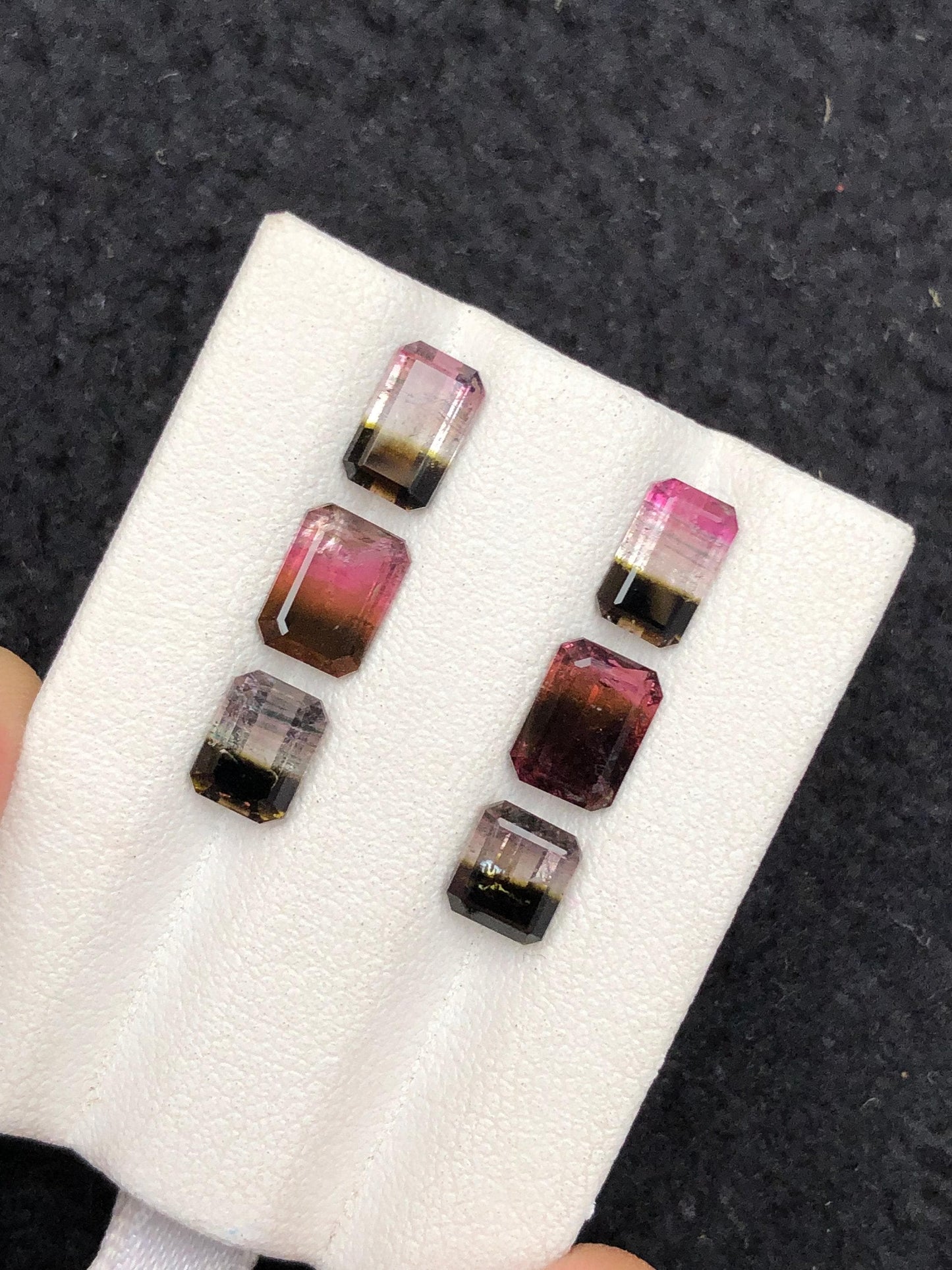 Bi Colour Tourmaline Faceted Pair 5.85 ct - Calibrated Ring Stones