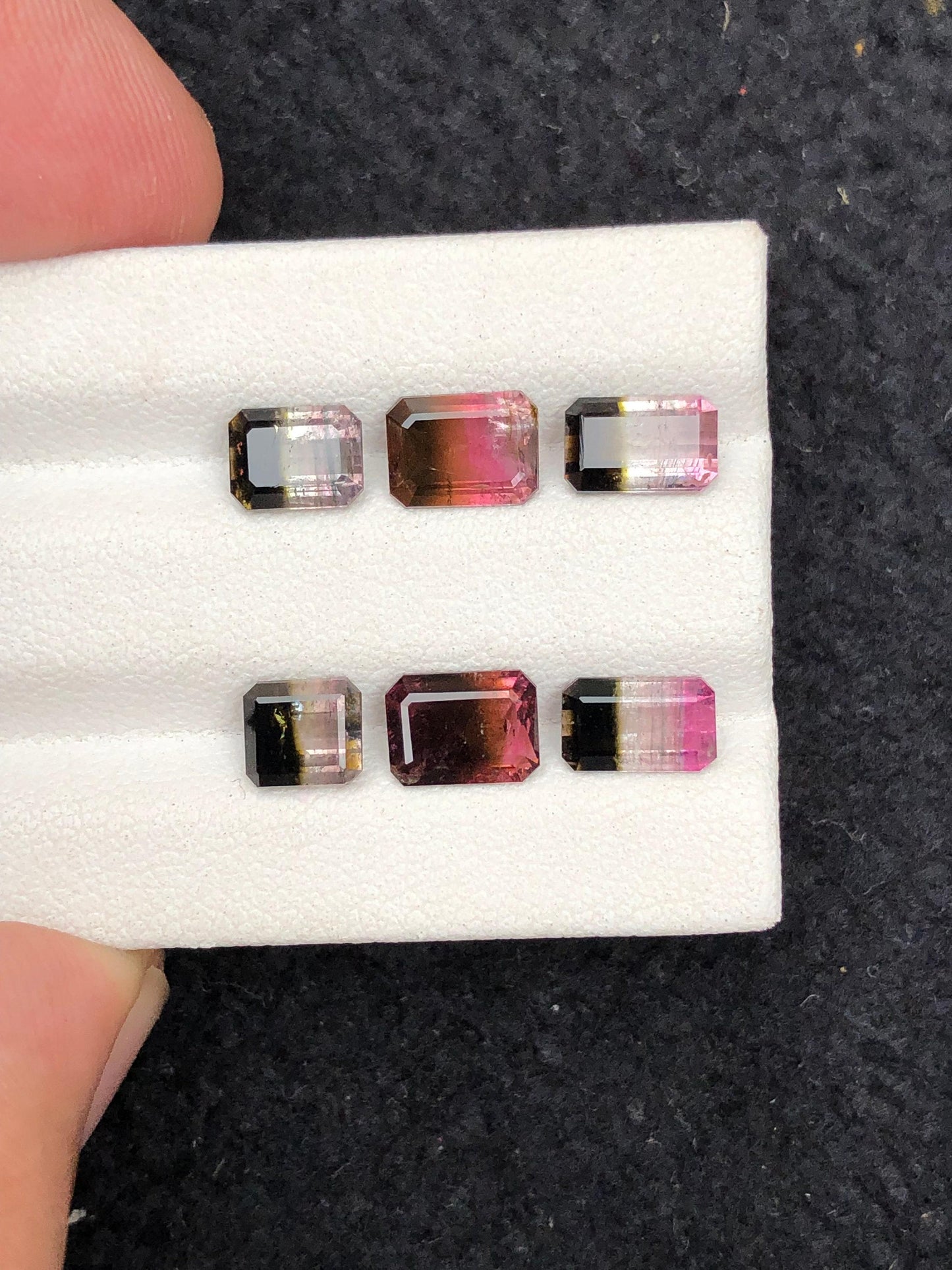 Bi Colour Tourmaline Faceted Pair 5.85 ct - Calibrated Ring Stones