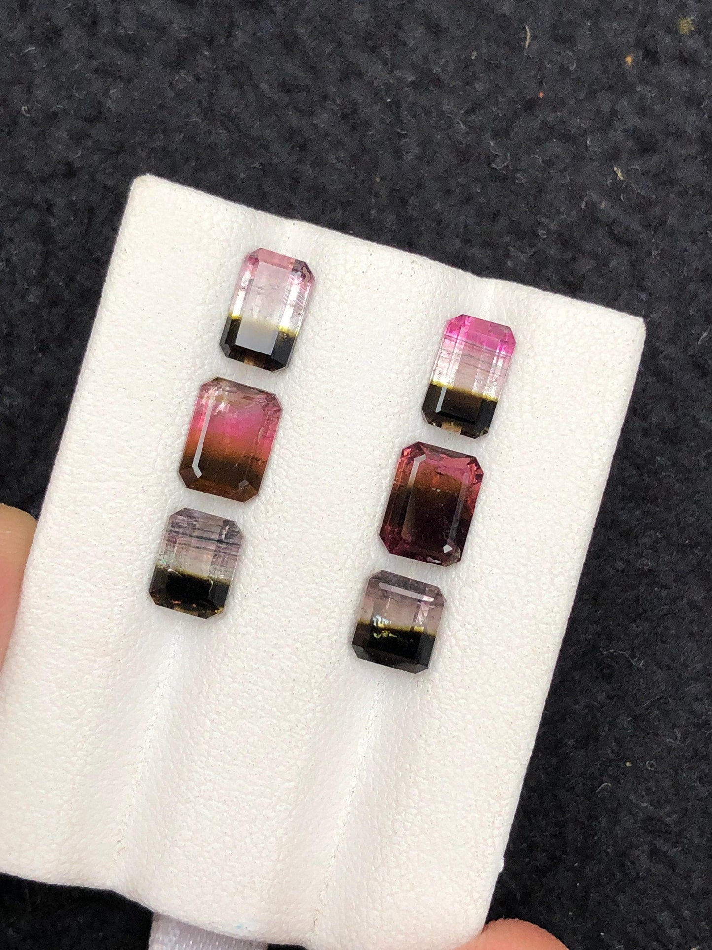 Bi Colour Tourmaline Faceted Pair 5.85 ct - Calibrated Ring Stones
