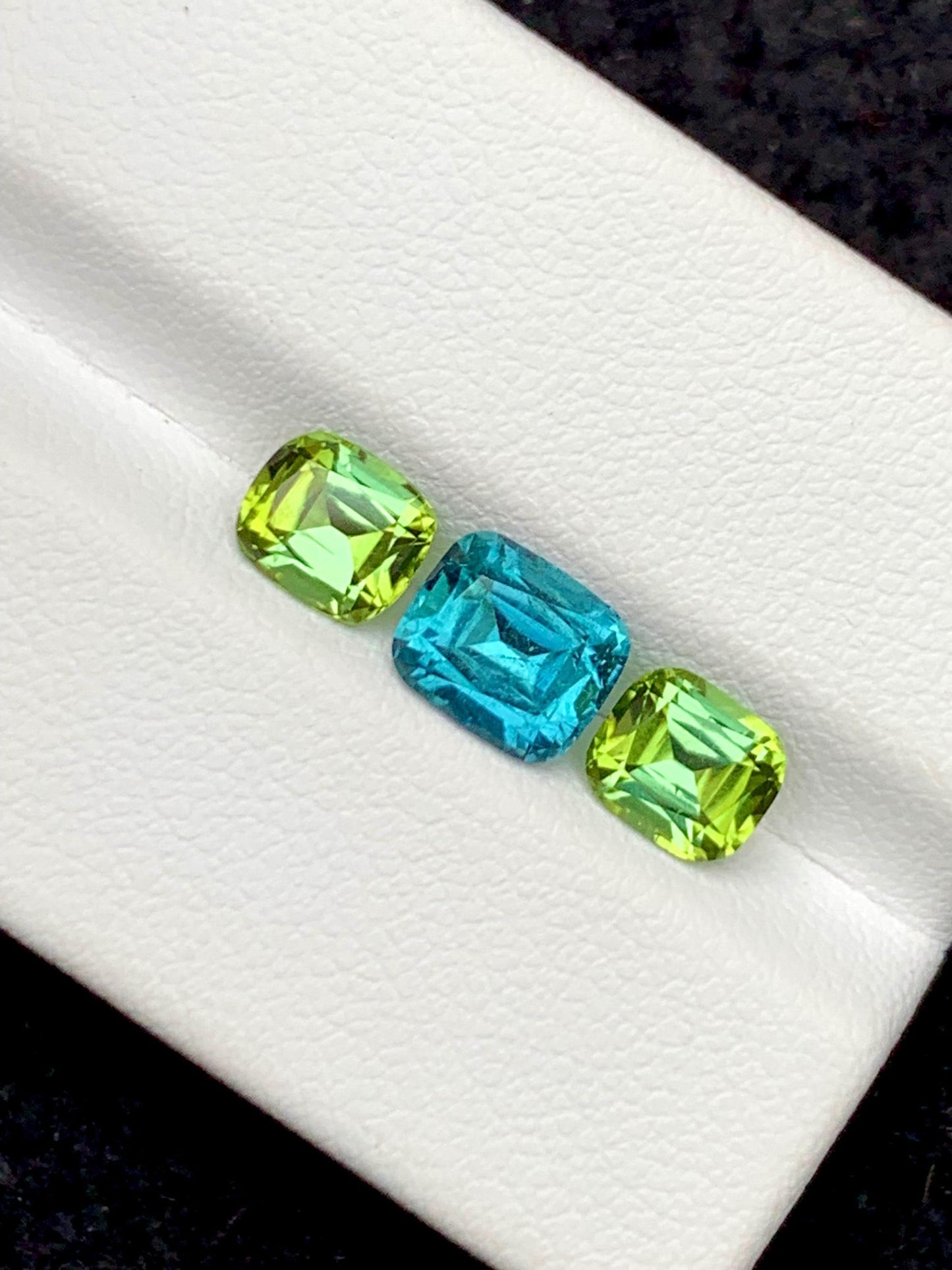 Blue Green Tourmaline Pair 3.20 ct - Ring and Earrings Matching