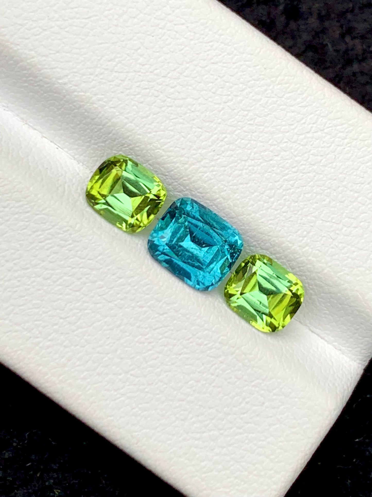 Blue Green Tourmaline Pair 3.20 ct - Ring and Earrings Matching