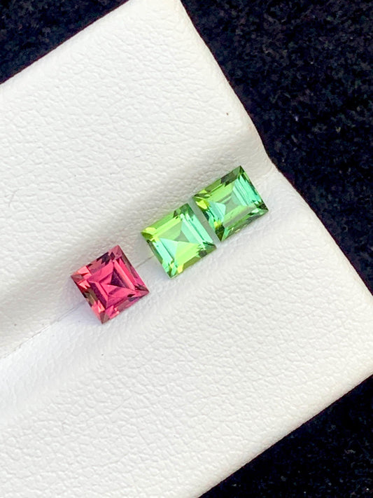 Tourmaline Faceted 1.50 ct - Green and Pink Matching Pair