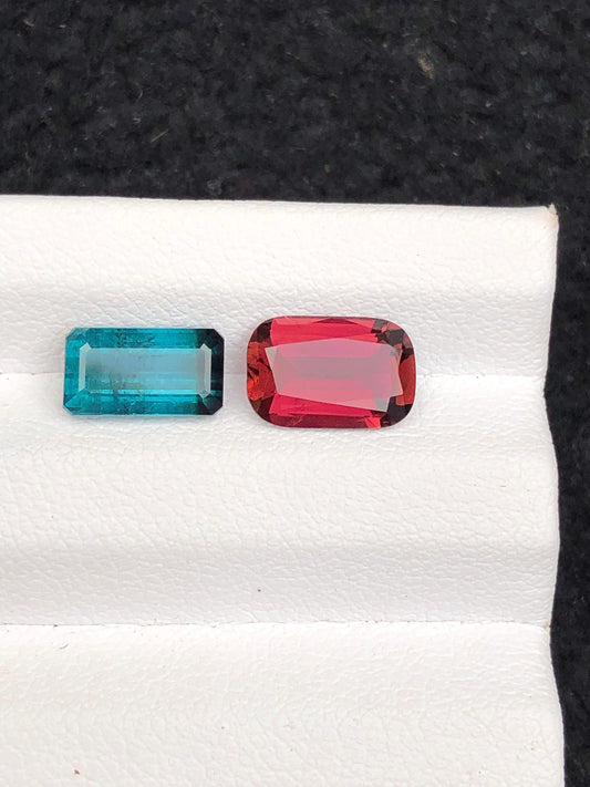 Tourmaline Faceted 3.00 ct - Red and Blue Afghan Jewelry Gem