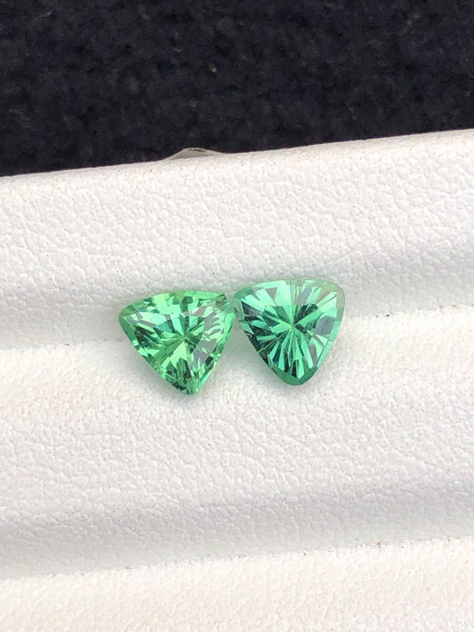Green Tourmaline Faceted Pair 1.70 ct – Small Clean Faceted Gems