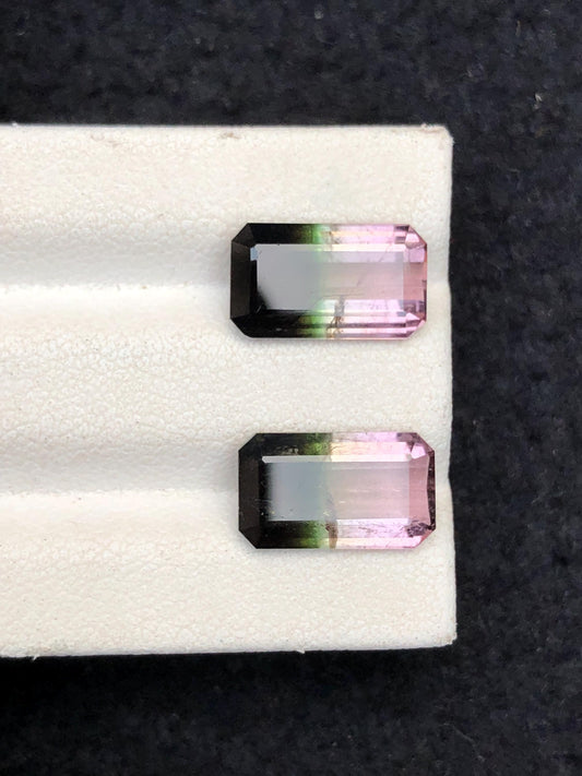 Bi Colour Tourmaline Faceted Pair 6.75 ct – Vibrant Matching Gemstones