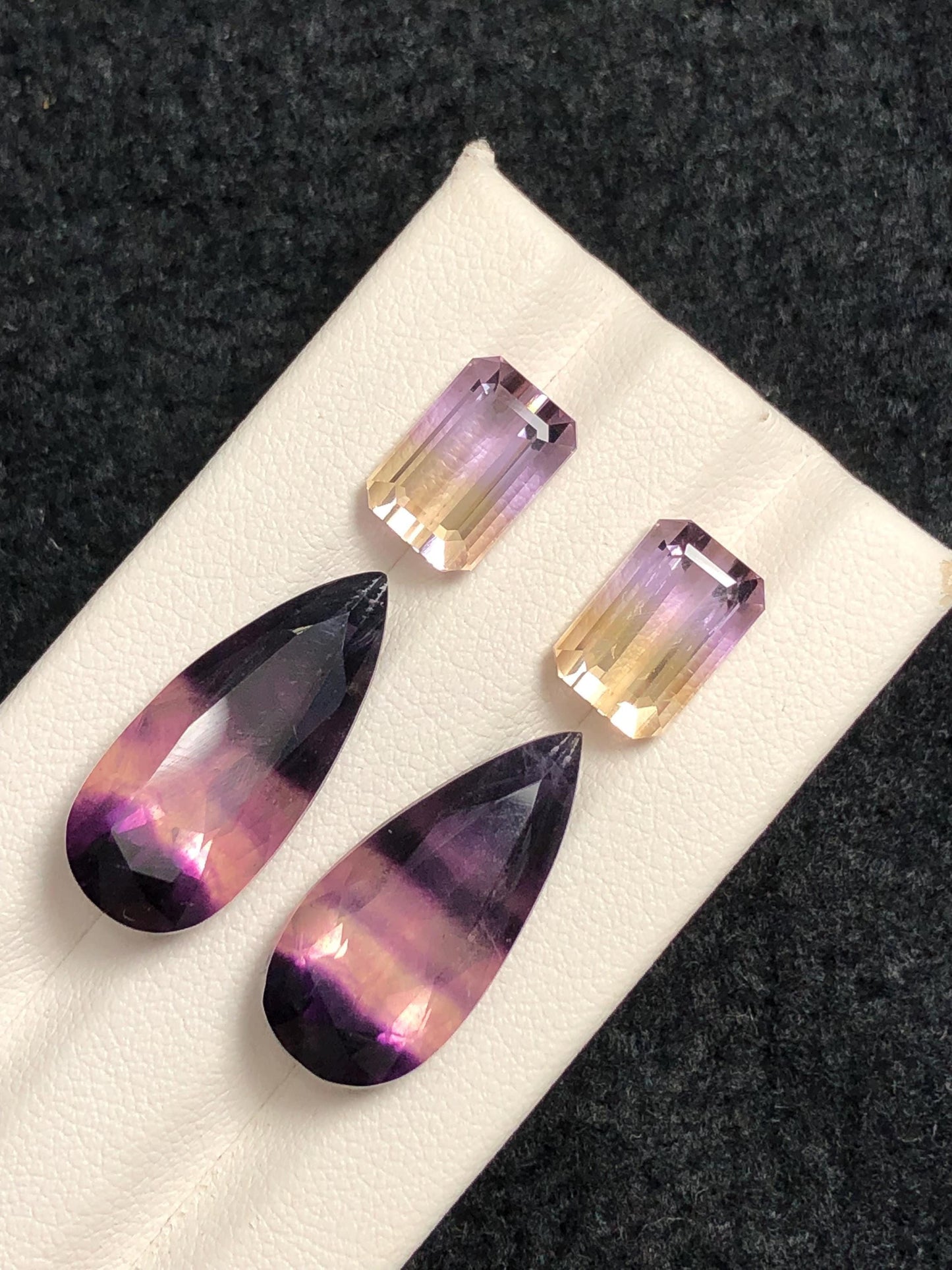 Fluorite and Ametrine Cabochon Pair 27.60 ct – Dual Colour Healing Stones