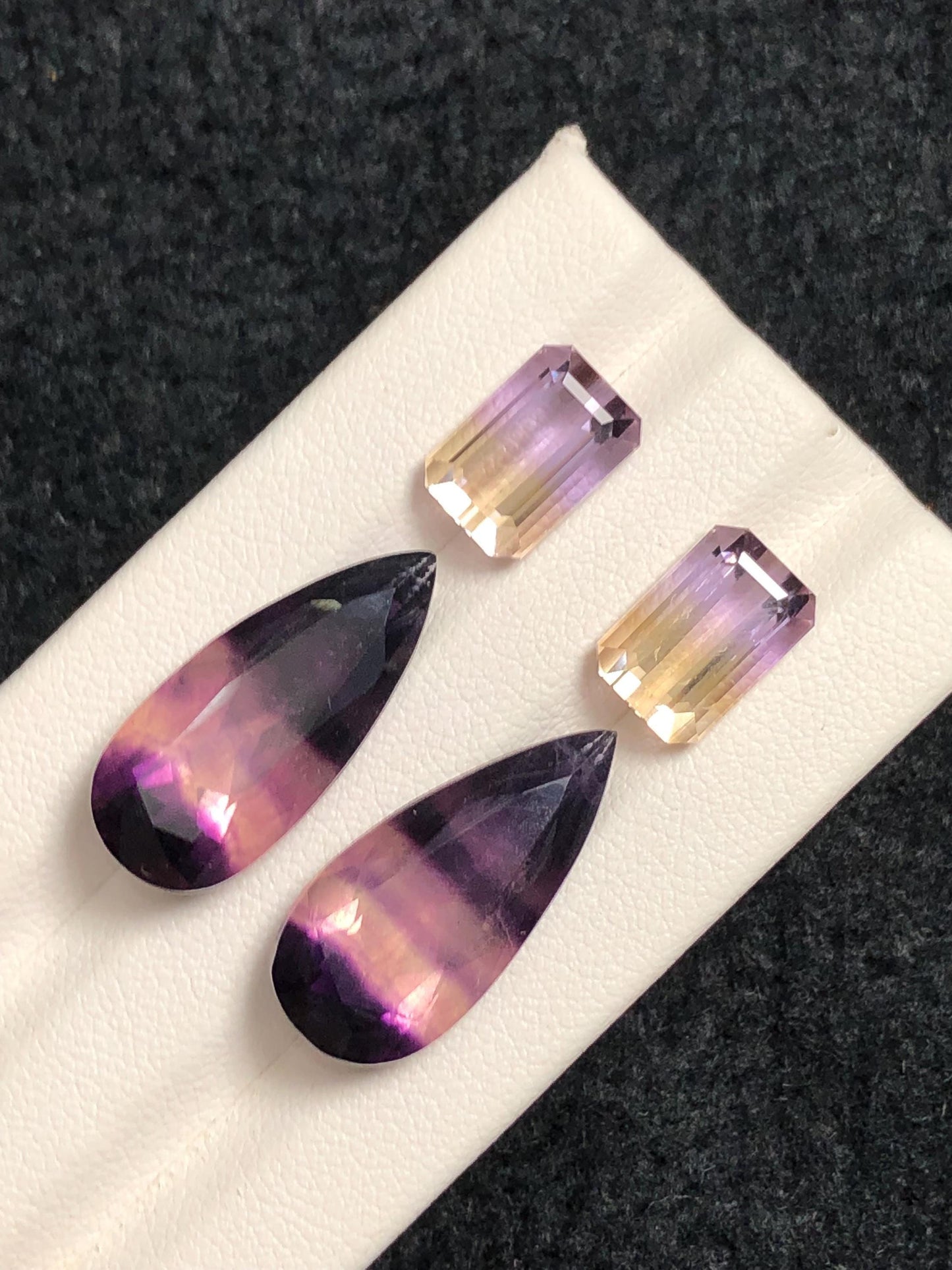 Fluorite and Ametrine Cabochon Pair 27.60 ct – Dual Colour Healing Stones