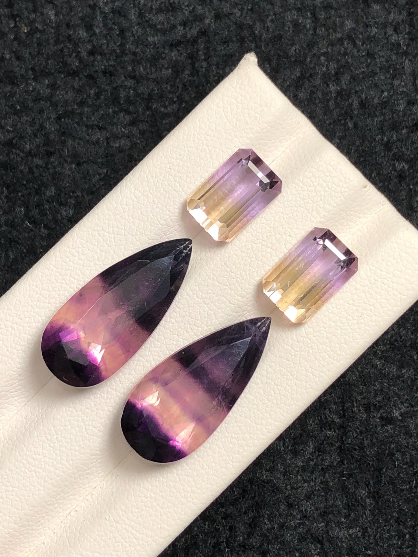Fluorite and Ametrine Cabochon Pair 27.60 ct – Dual Colour Healing Stones