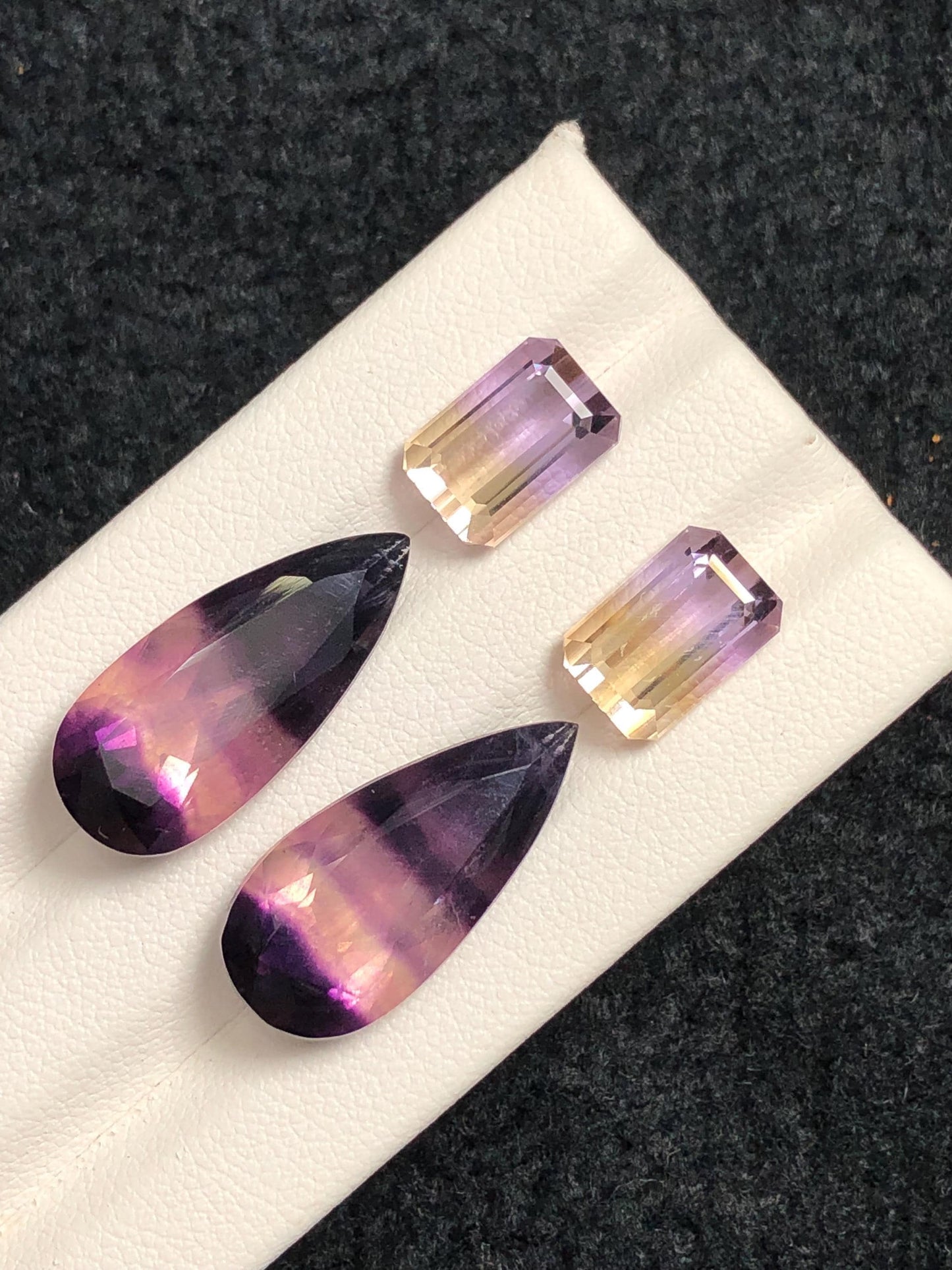 Fluorite and Ametrine Cabochon Pair 27.60 ct – Dual Colour Healing Stones
