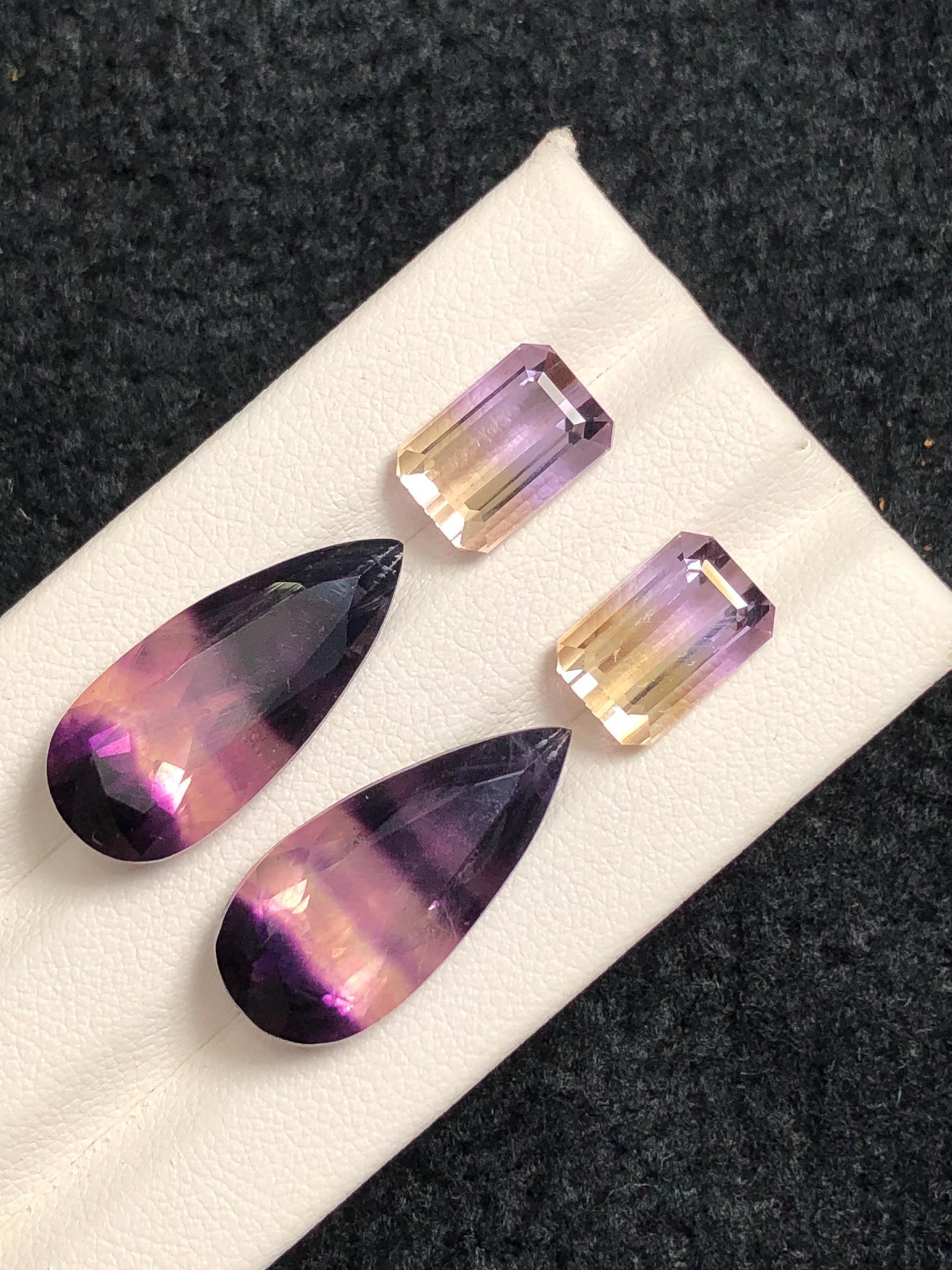 Fluorite and Ametrine Cabochon Pair 27.60 ct – Dual Colour Healing Stones