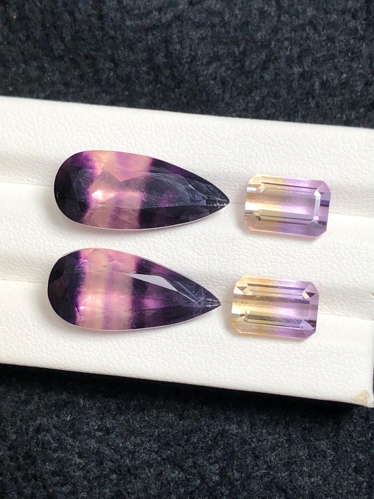 Fluorite and Ametrine Cabochon Pair 27.60 ct – Dual Colour Healing Stones
