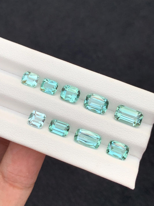 Seafoam Tourmaline Faceted Lot 12.20 ct – Calibrated Gems for Jewelry Set