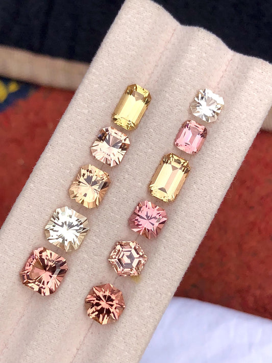 Tourmaline Faceted Lot 15.20 ct – Yellow and Peach Clean Stones