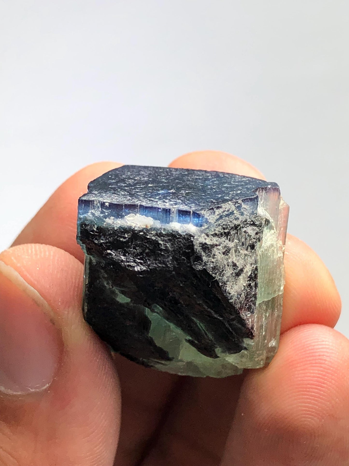 Cat’s Eye Tourmaline Crystal 15.78 g – Rare Bi Colour Collector Specimen