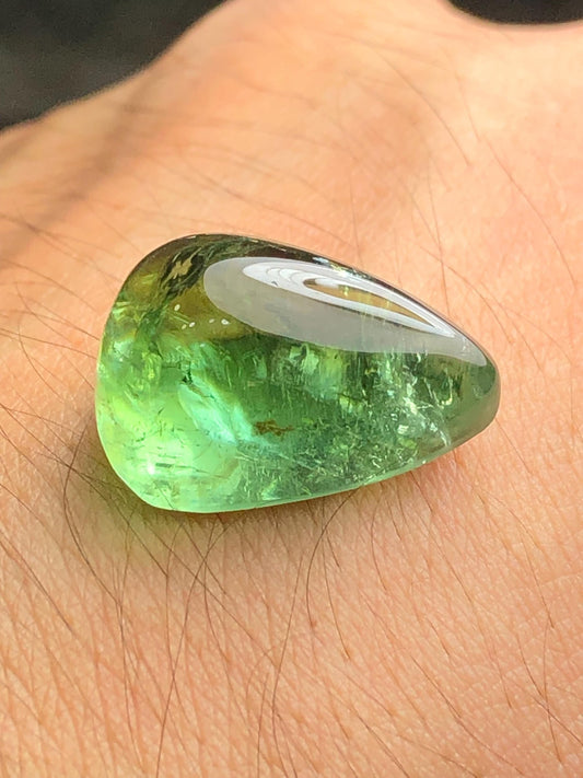 Green Tourmaline Cabochon 21.20 ct – Flat Back Gem for Artistic Jewelry