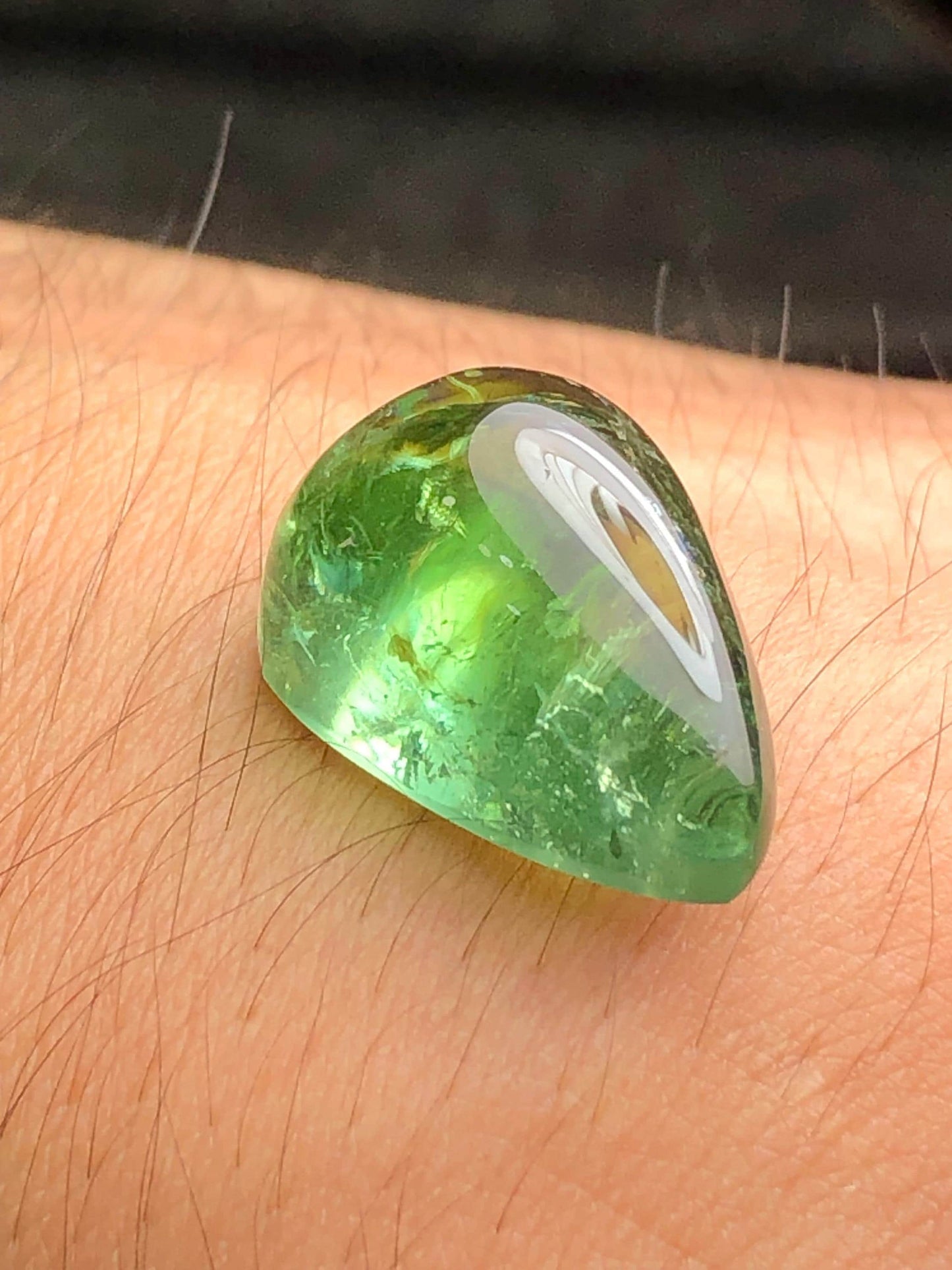 Green Tourmaline Cabochon 21.20 ct – Flat Back Gem for Artistic Jewelry
