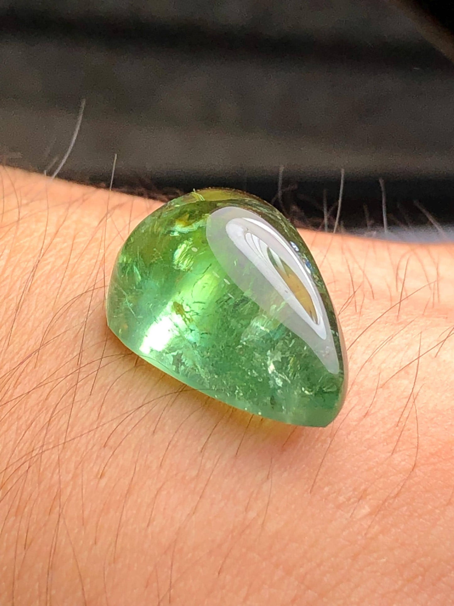 Green Tourmaline Cabochon 21.20 ct – Flat Back Gem for Artistic Jewelry