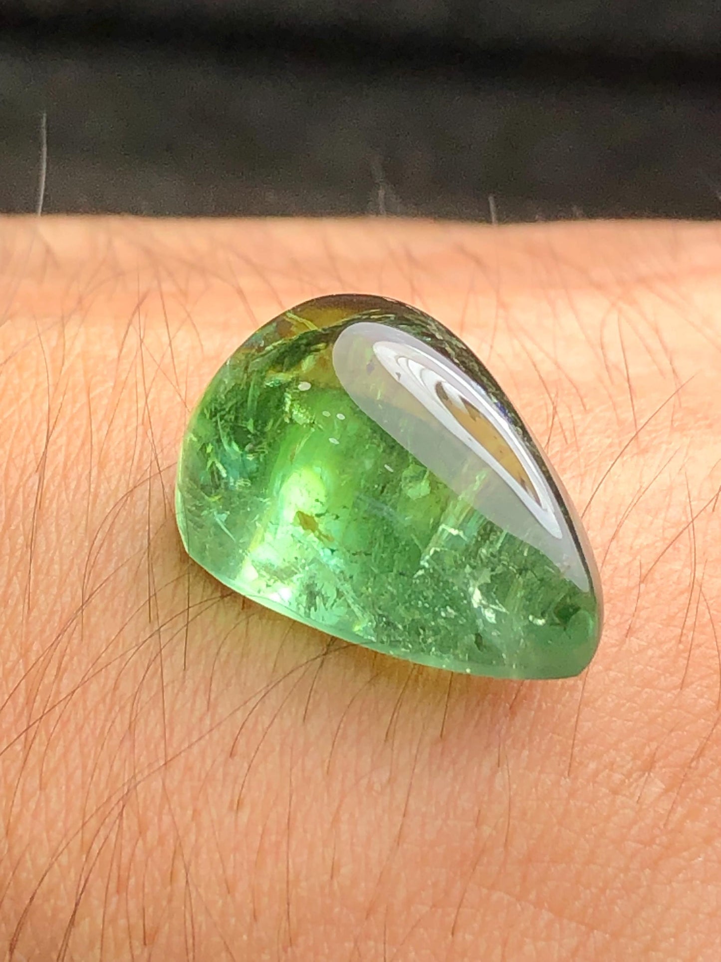 Green Tourmaline Cabochon 21.20 ct – Flat Back Gem for Artistic Jewelry