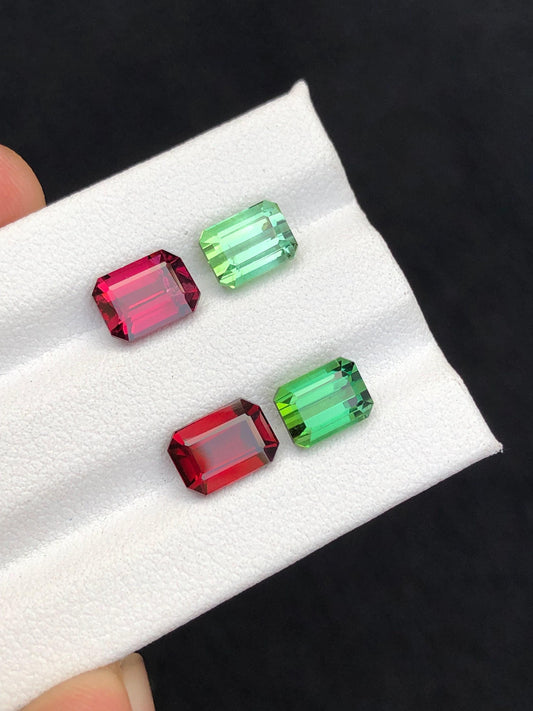 Green Tourmaline & Rhodolite Garnet Pair: 6.50 Carats Gemstones