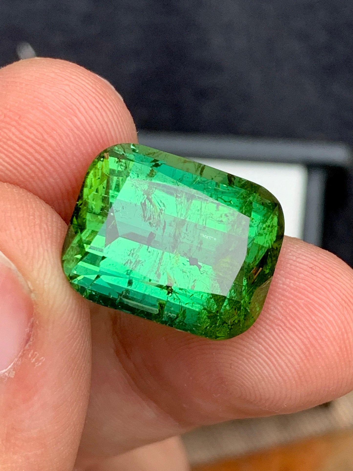 Green Tourmaline Faceted 22 ct - Deep Green Gem for Engagement Ring