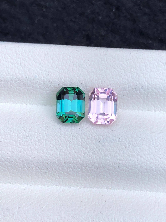 Reverse Bi Colour Tourmaline Pair 1.85 ct - Rare Cut Stones for Earrings