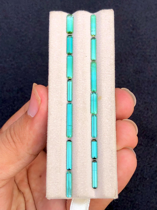 Bluish Green Tourmaline Faceted Lot 13.25 ct - Natural Afghan Gemstones