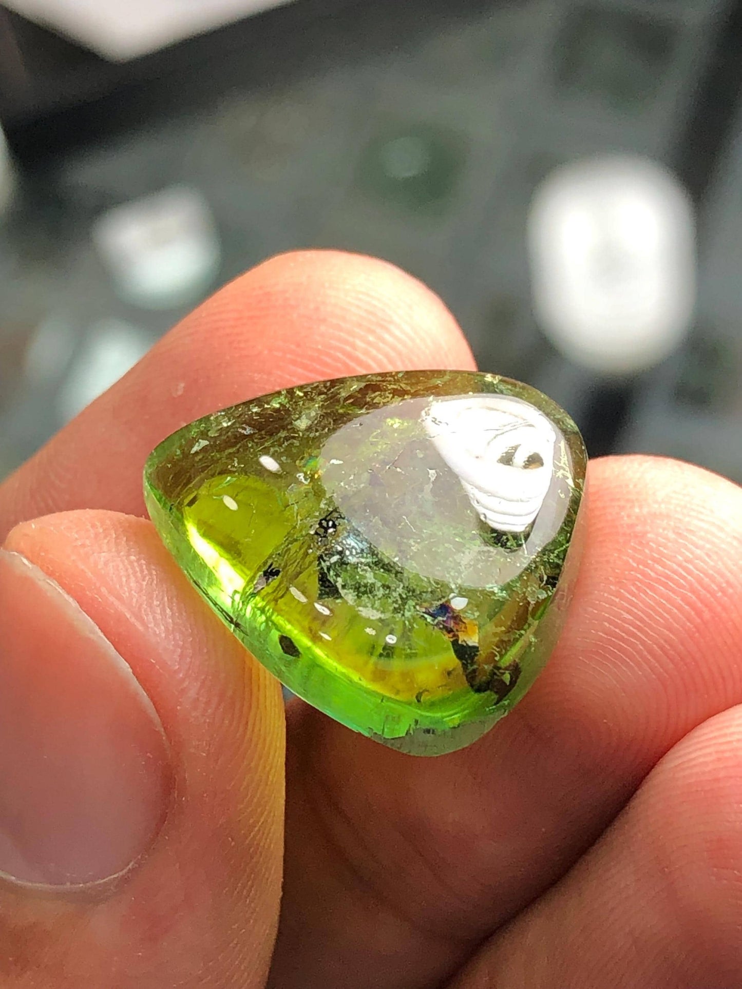 Green Tourmaline Cabochon 23.30 ct - Polished Flat Back Gem