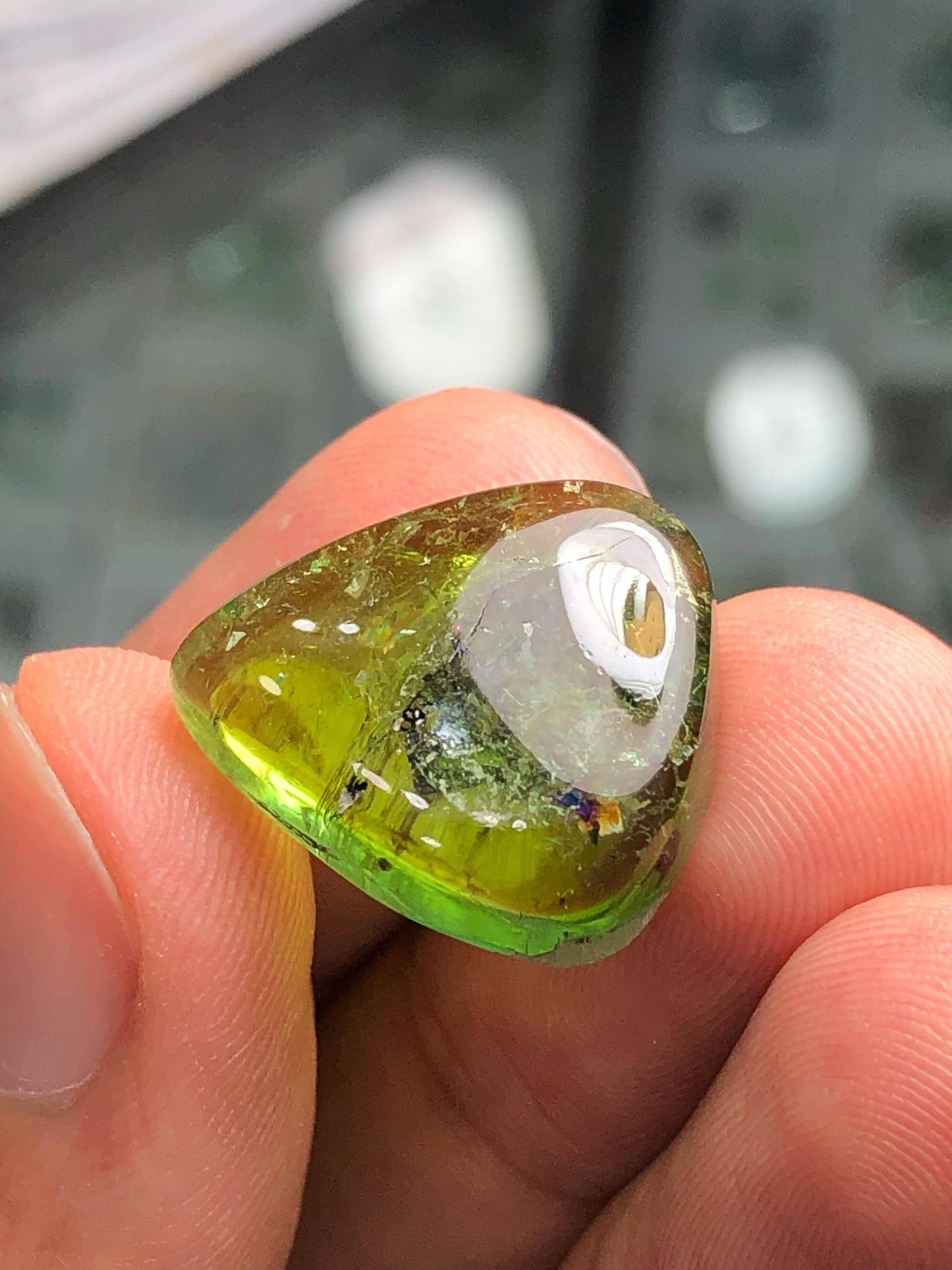 Green Tourmaline Cabochon 23.30 ct - Polished Flat Back Gem