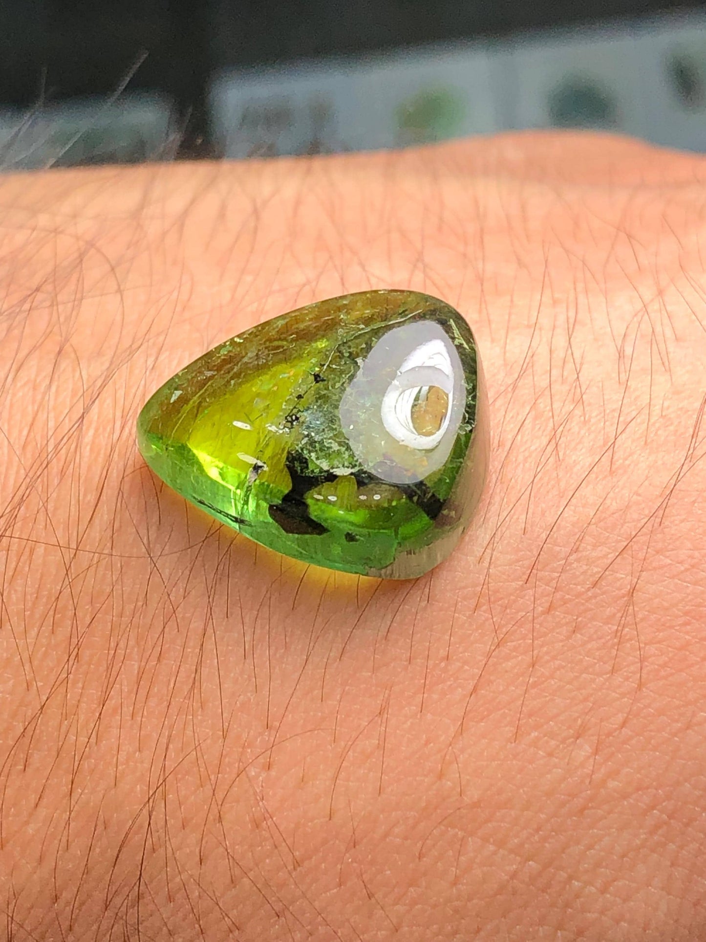 Green Tourmaline Cabochon 23.30 ct - Polished Flat Back Gem