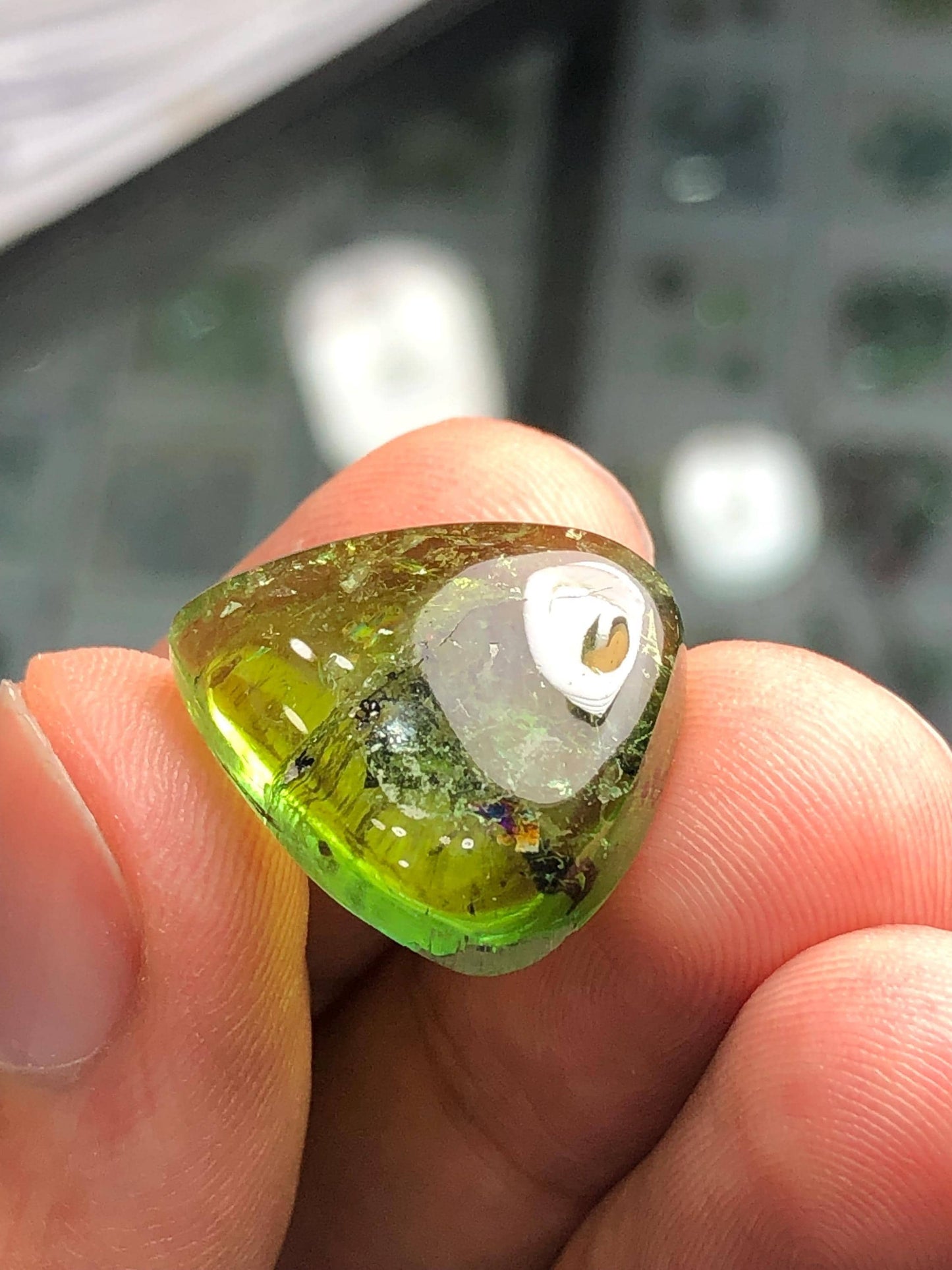 Green Tourmaline Cabochon 23.30 ct - Polished Flat Back Gem