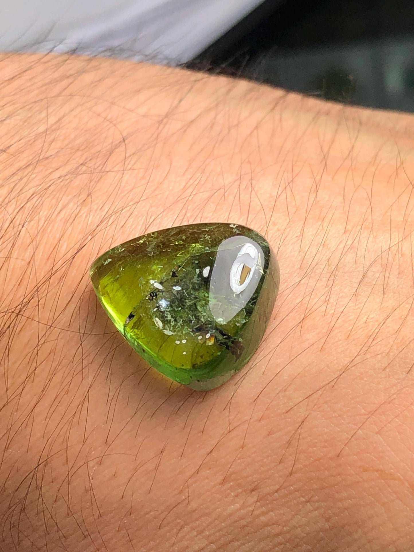 Green Tourmaline Cabochon 23.30 ct - Polished Flat Back Gem