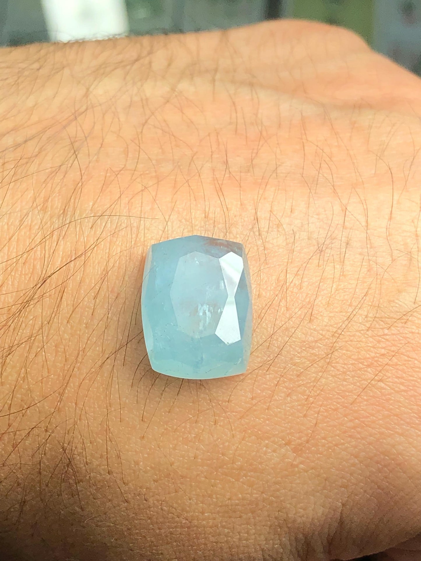 Aquamarine Rose Cut Cabochon 13 ct - Natural Flat Back Gem