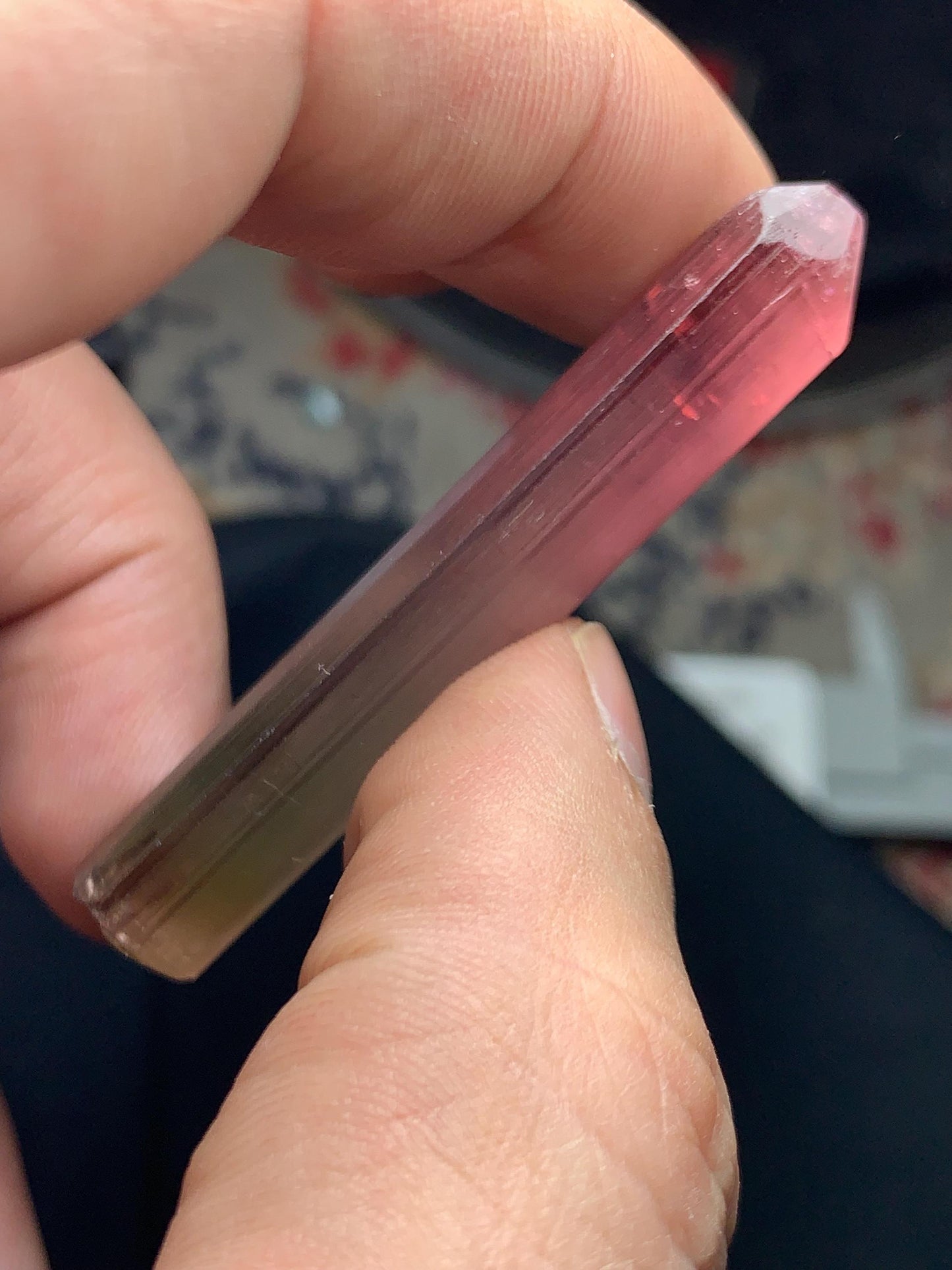 Bi Colour Tourmaline Crystal 52 ct - Afghan Crystal for Meditation Display