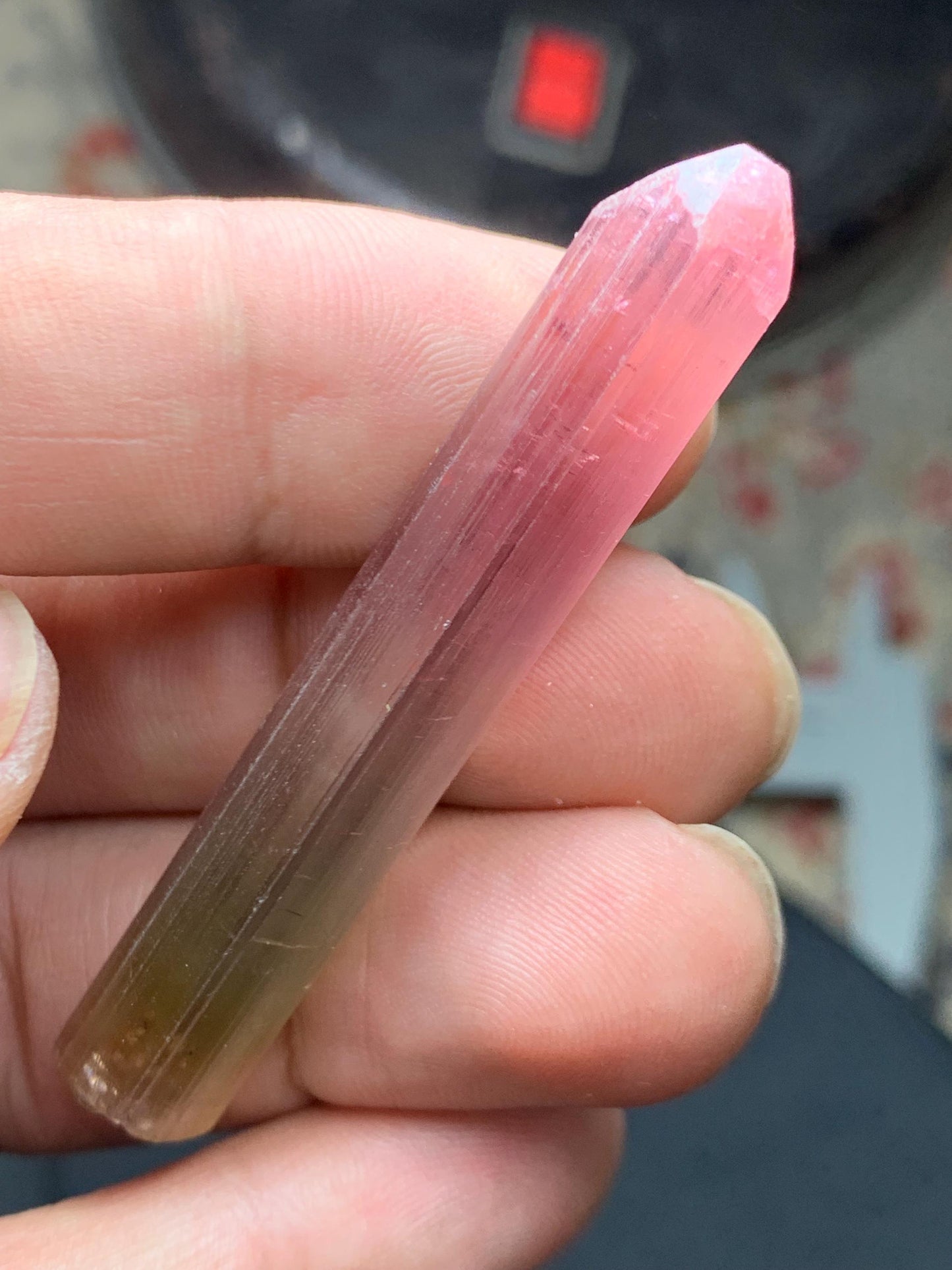 Bi Colour Tourmaline Crystal 52 ct - Afghan Crystal for Meditation Display