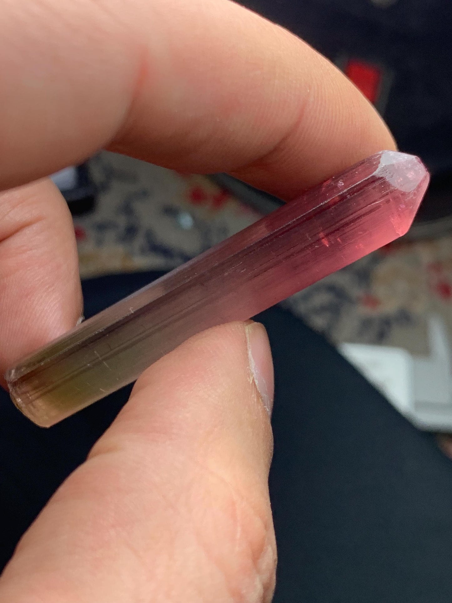 Bi Colour Tourmaline Crystal 52 ct - Afghan Crystal for Meditation Display