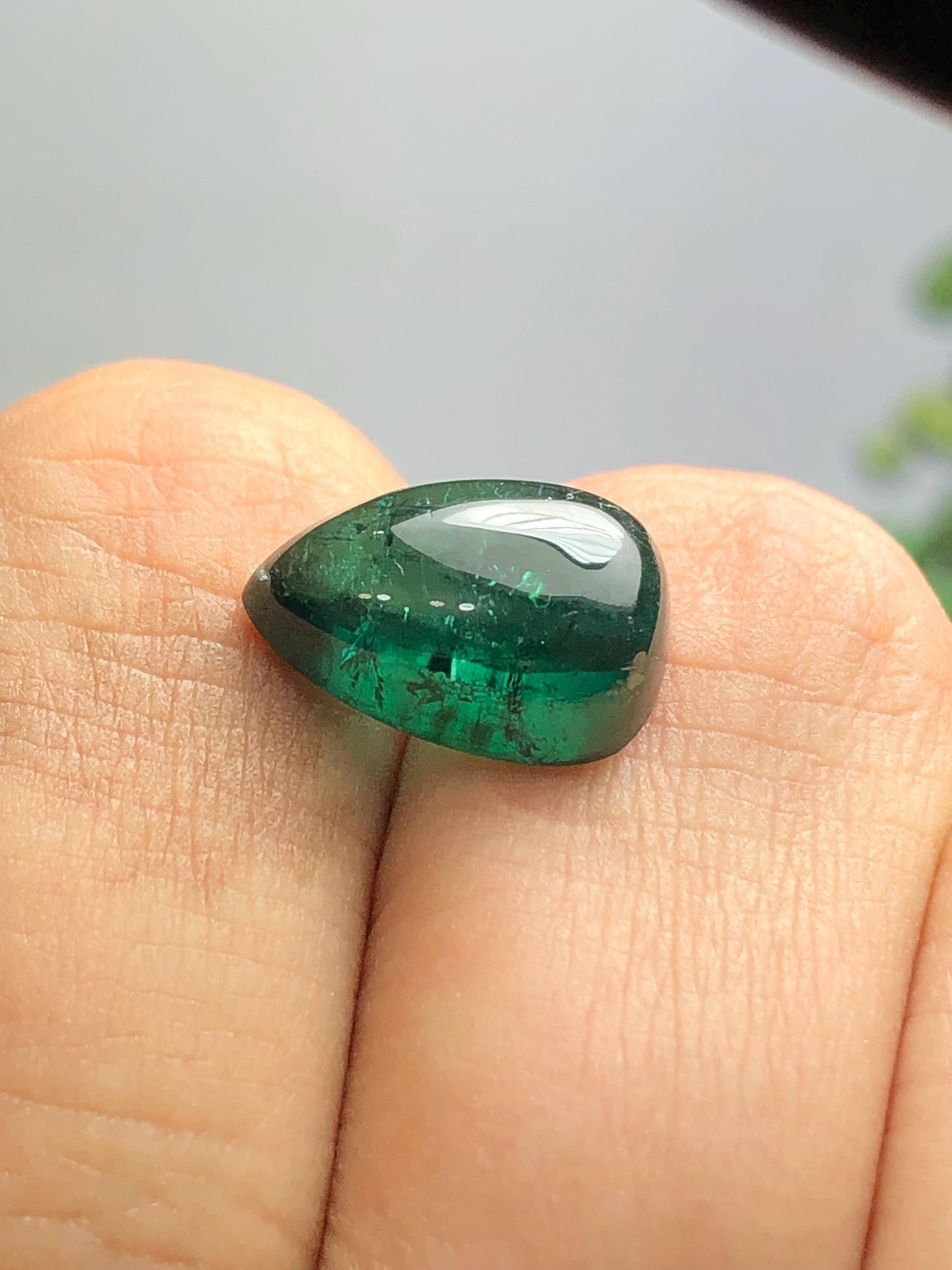 Bluish Green Tourmaline Cabochon 6.15 ct - Flat Back Gem for Artistic Settings