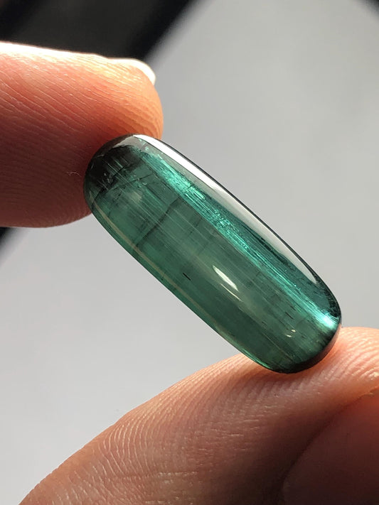Blue Green Cat’s Eye Tourmaline Cabochon 8.55 ct - Healing Stone for Energy Balance