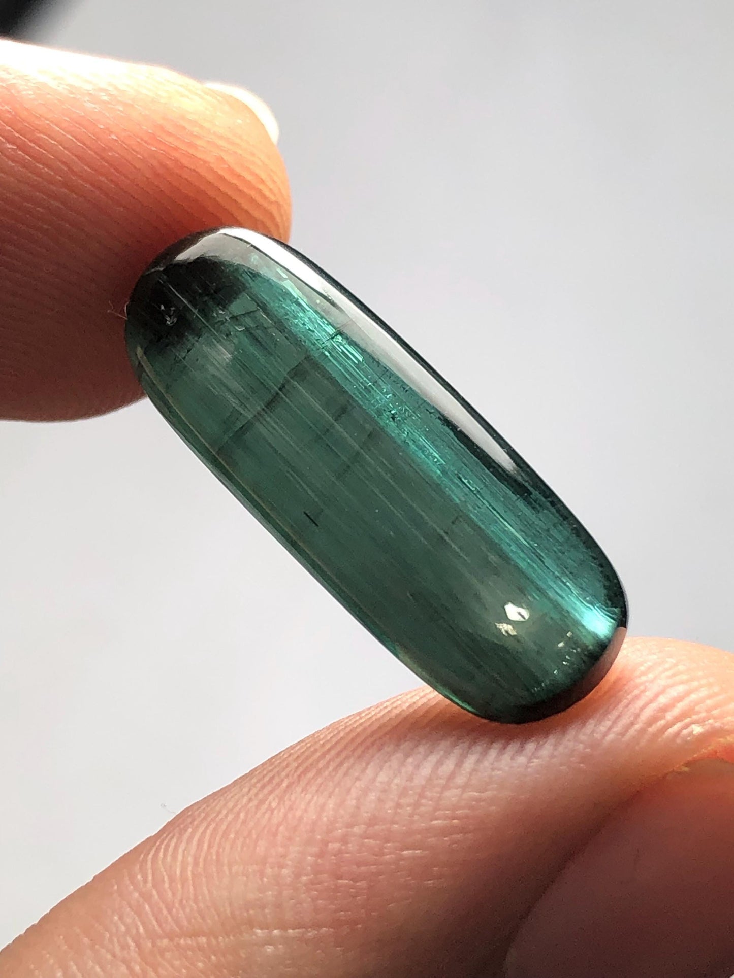 Blue Green Cat’s Eye Tourmaline Cabochon 8.55 ct - Healing Stone for Energy Balance