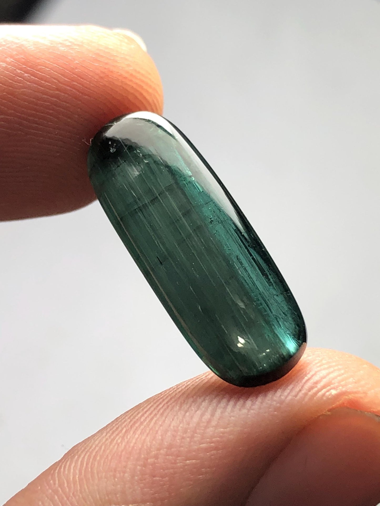 Blue Green Cat’s Eye Tourmaline Cabochon 8.55 ct - Healing Stone for Energy Balance
