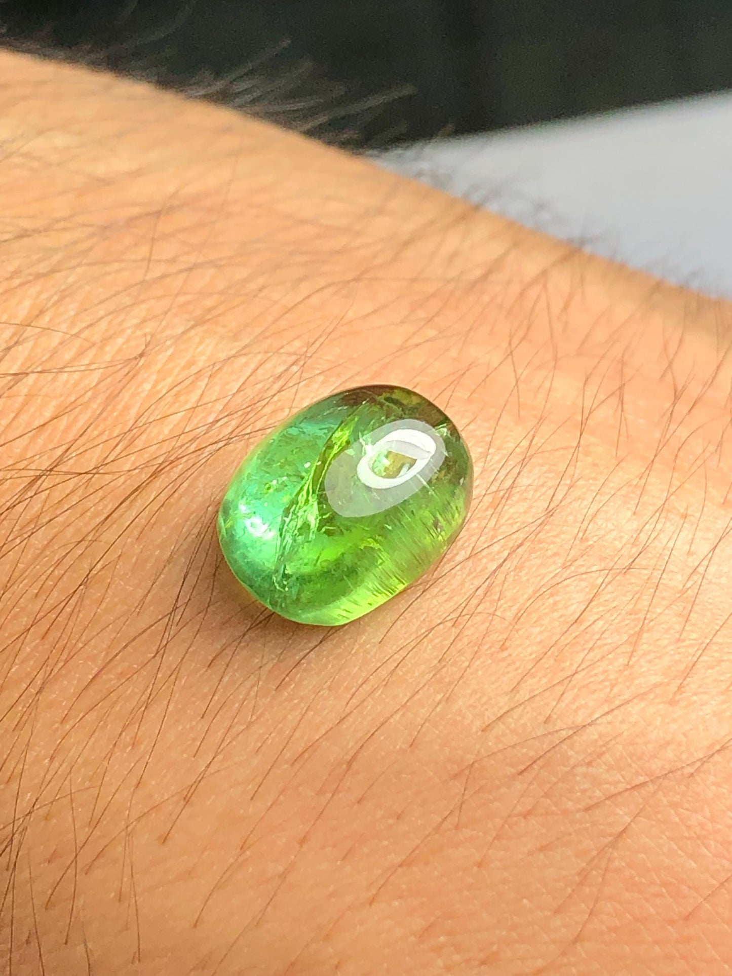 Green Tourmaline Cabochon 9.50 ct - Serene Heart Stone for Custom Rings