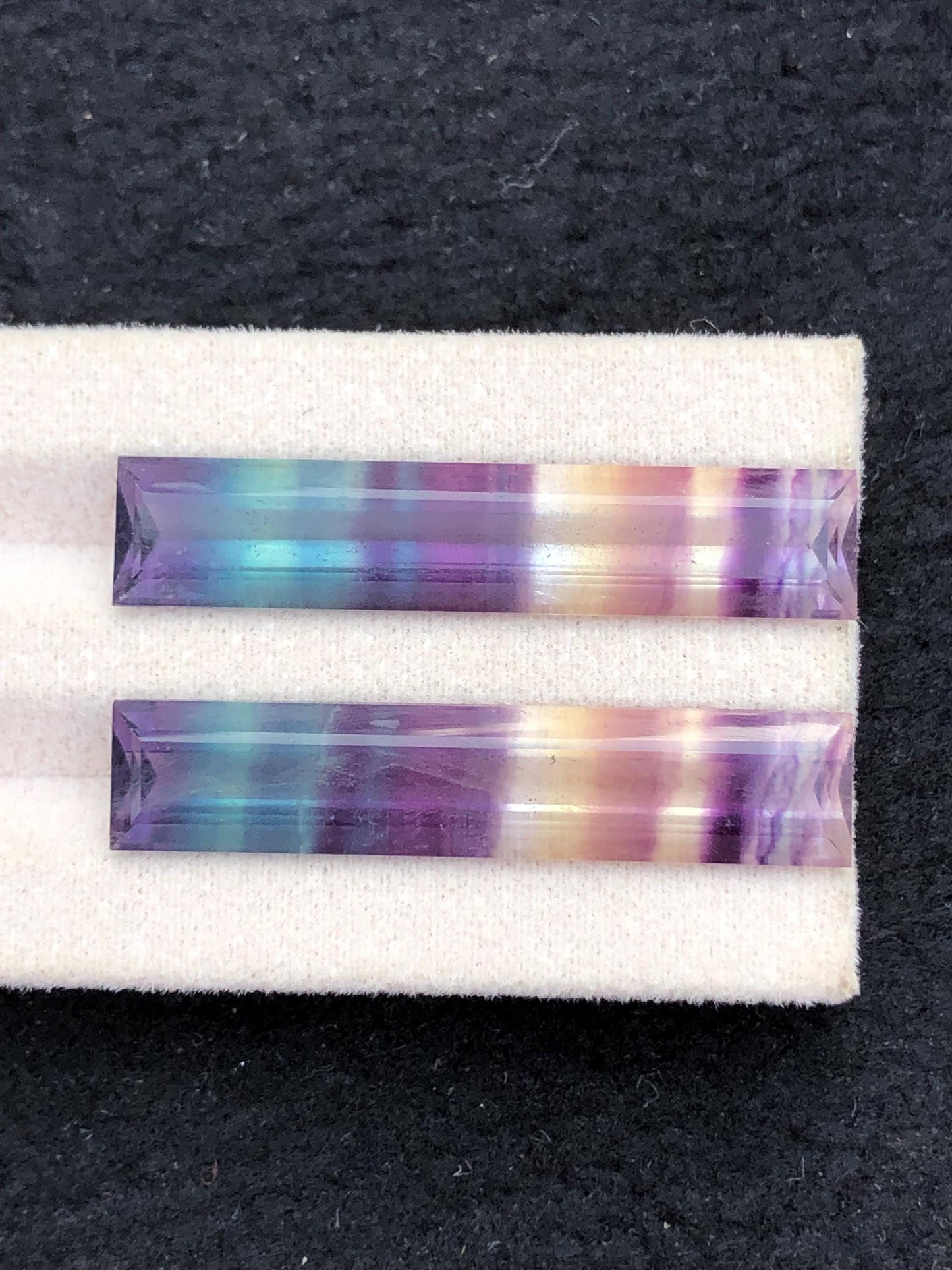Rainbow Fluorite Cabochon Pair 35.60 ct - Meditation Crystals of Calm Focus