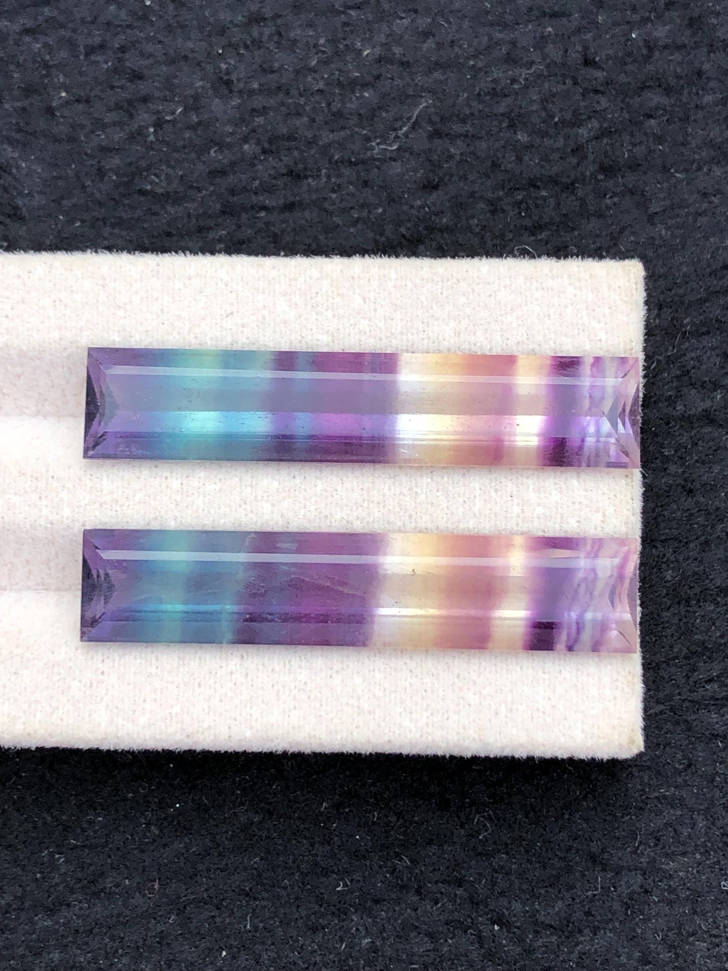 Rainbow Fluorite Cabochon Pair 35.60 ct - Meditation Crystals of Calm Focus