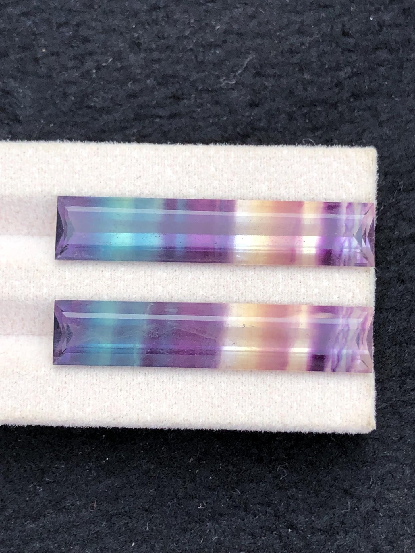 Rainbow Fluorite Cabochon Pair 35.60 ct - Meditation Crystals of Calm Focus