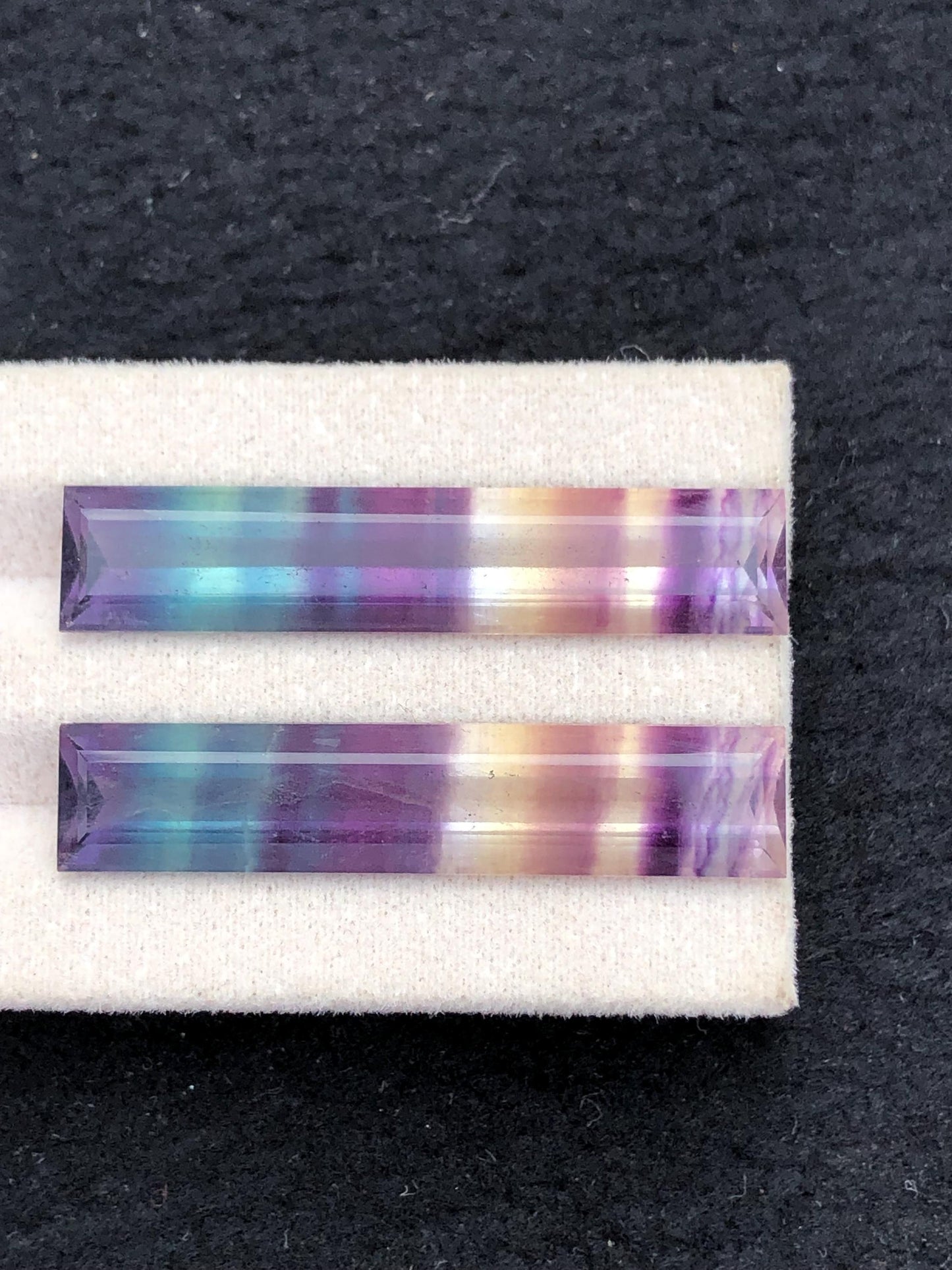 Rainbow Fluorite Cabochon Pair 35.60 ct - Meditation Crystals of Calm Focus