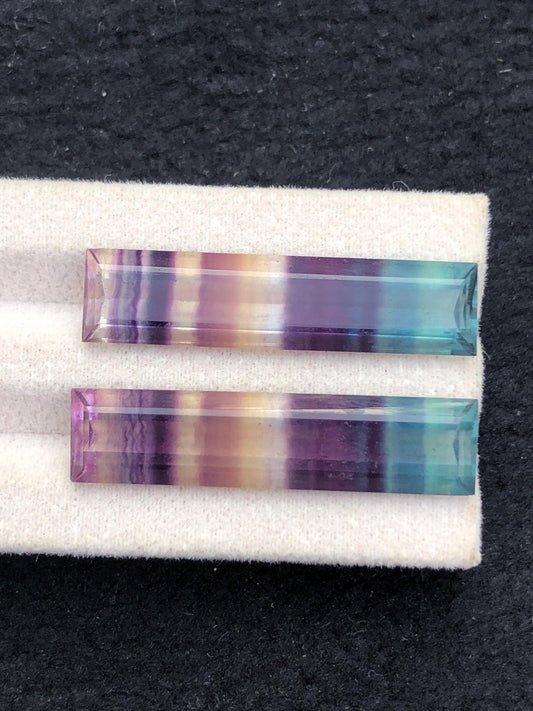 Rainbow Fluorite Cabochon Pair 35.50 ct - Calming Crystals for Energy Work
