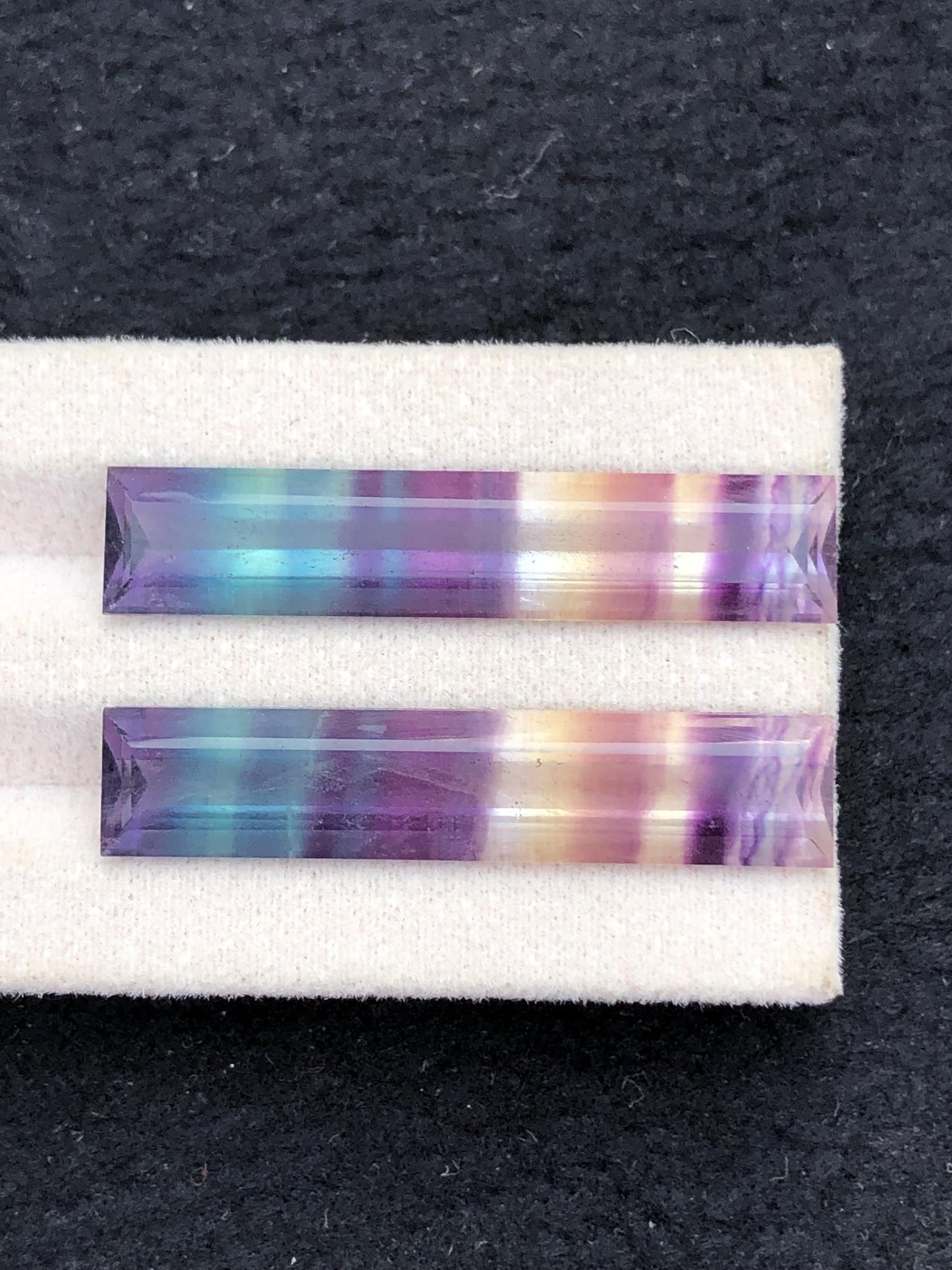 Rainbow Fluorite Cabochon Pair 35.60 ct - Meditation Crystals of Calm Focus