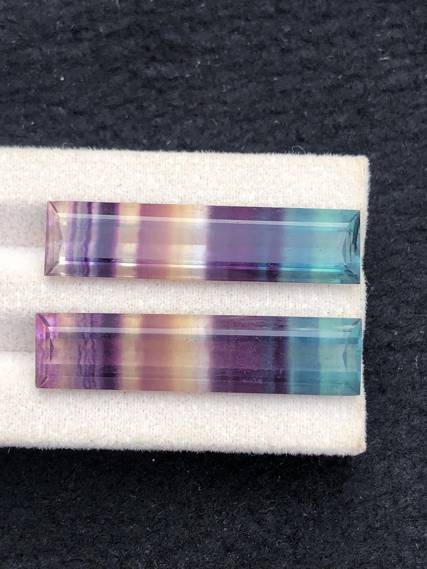 Rainbow Fluorite Cabochon Pair 35.50 ct - Calming Crystals for Energy Work