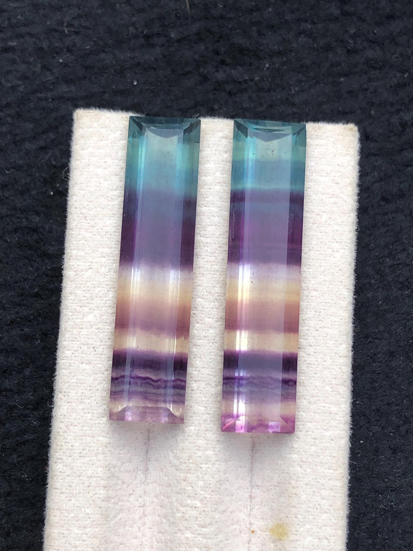 Rainbow Fluorite Cabochon Pair 35.50 ct - Calming Crystals for Energy Work