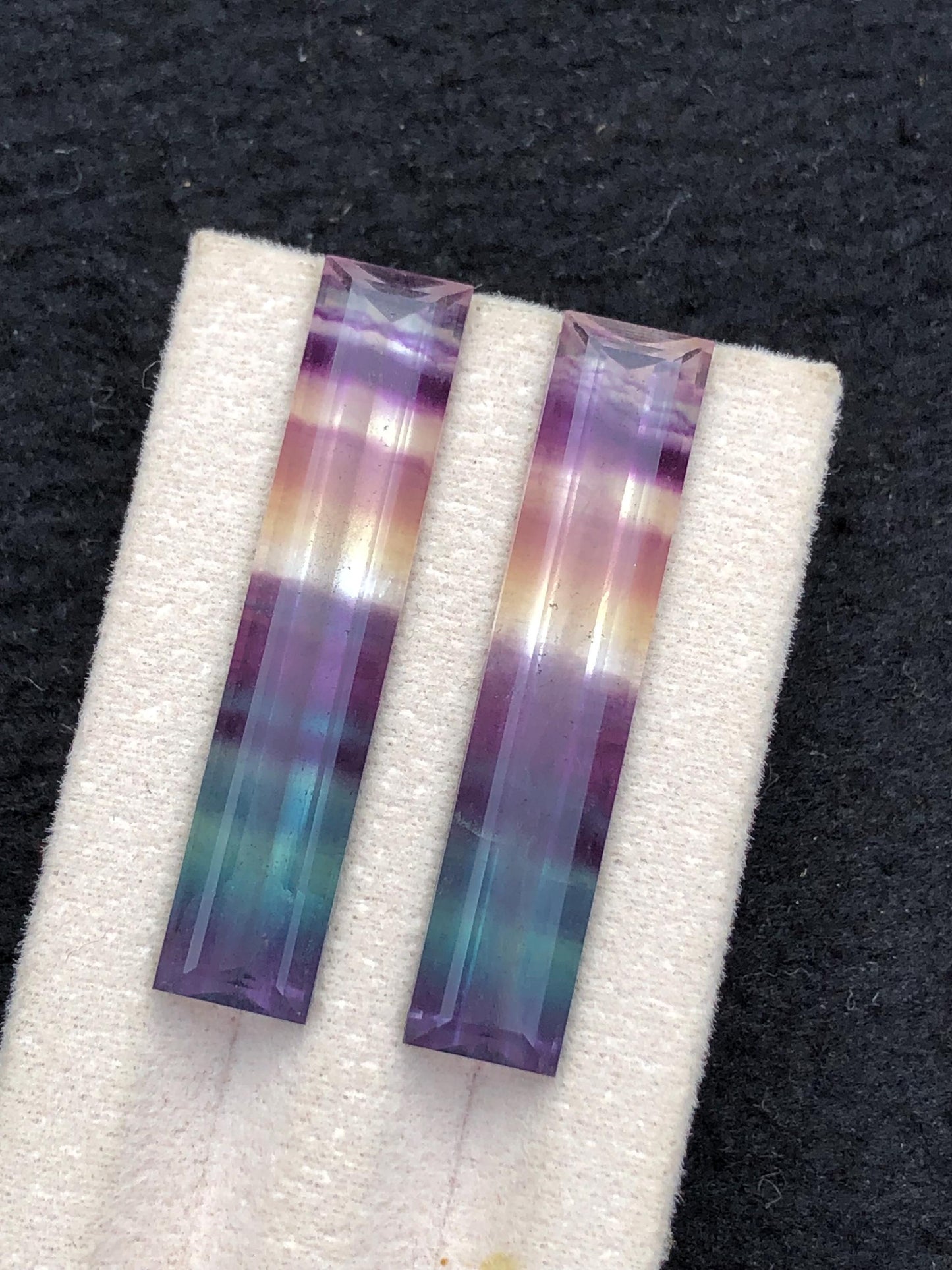 Rainbow Fluorite Cabochon Pair 35.60 ct - Meditation Crystals of Calm Focus